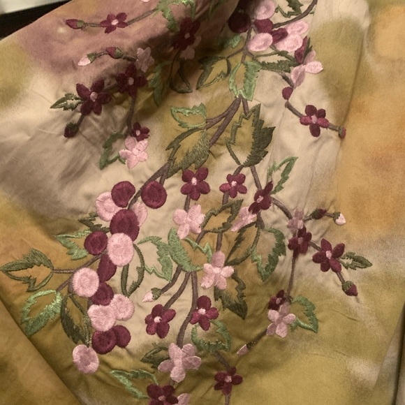 Anthropologie Floral Embroidered Green Dress 2 - Picture 4 of 5